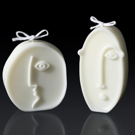 A Pair of Abstract Face Relief Minimalist Artistic Scented Candles