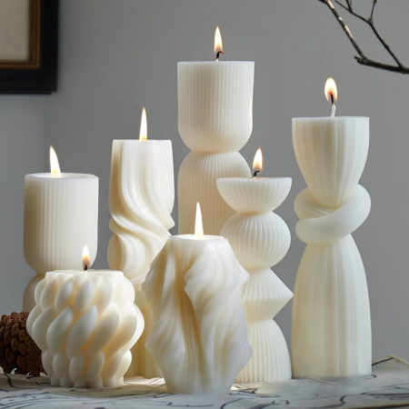 Collection of White 3D Twisted Artistic Scented Candles